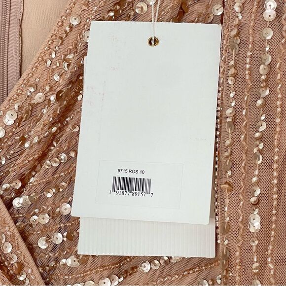 Mac Duggal 5715 Sequin Wrap-Over Long-Sleeve Embellished Gown, Rose, Size 10 - Picture 8 of 11